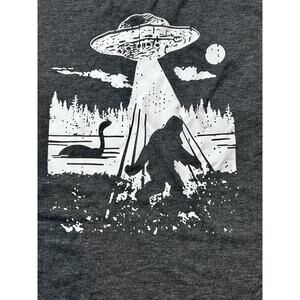 Sasquatch With Nessie And A Ufo Black Large T Shirt